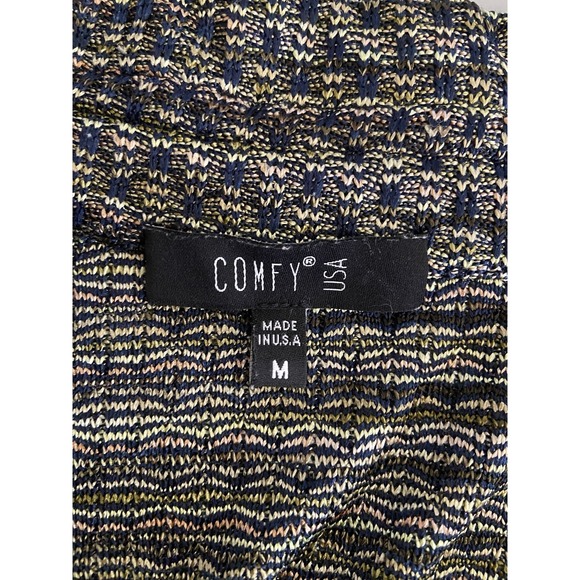 Comfy USA M Swing Zip Jacket Multi Color Travel Knit Artsy Modern Asymmetric - Picture 9 of 9